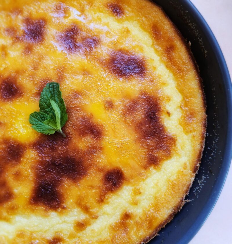 tray with greek galatopita milk pie