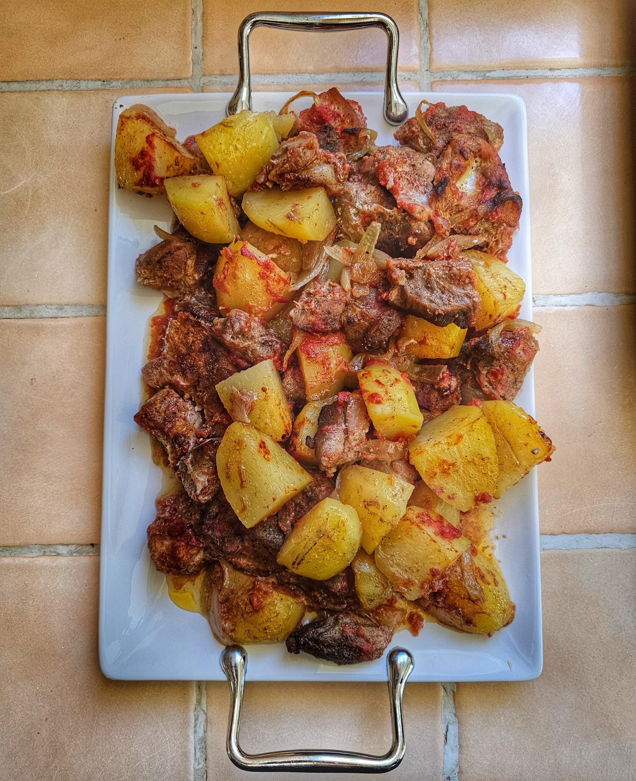 cypriot food ttavas pork cubes with potatoes